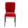 Red linen church iron chair, detachable and stacked church chair with connecting buckle, conference hall chair, church chair