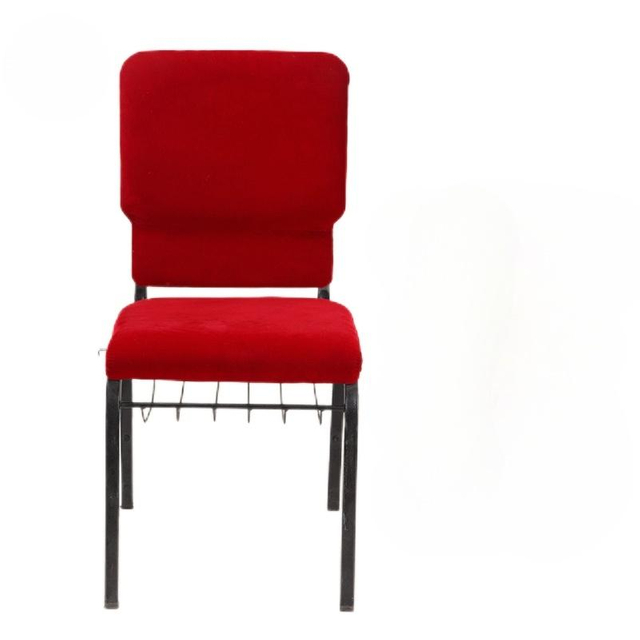 Red linen church iron chair, detachable and stacked church chair with connecting buckle, conference hall chair, church chair
