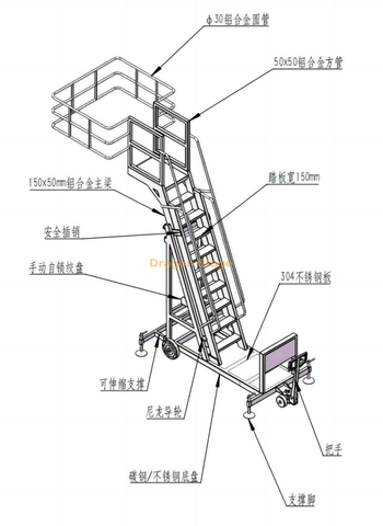 Tank Truck Special Ladder Sampling Car Aluminum Alloy Stainless Steel Movable Hand-crank Telescopic Lift Climbing Platform Ladder