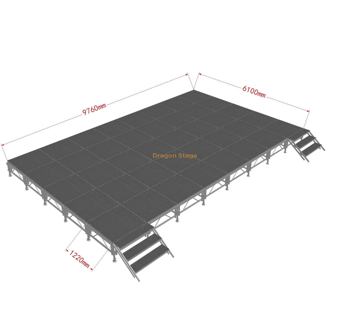 1.22x1.22m Modular Portable Stage Platforms Risers 9.76x6.1m