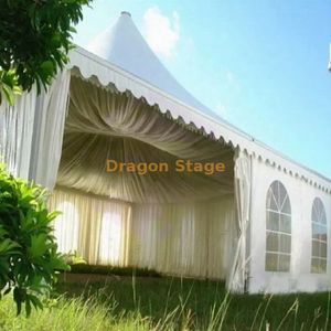 Outdoor Sunshade Winproof Pagoda Event Tent With Decorated Ceiling And Curtain