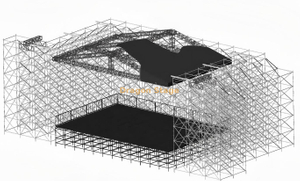 14x10m Ringlock Concert Stage System with Aluminum Peak Roof, 6m LED Wings and Line Array Supports