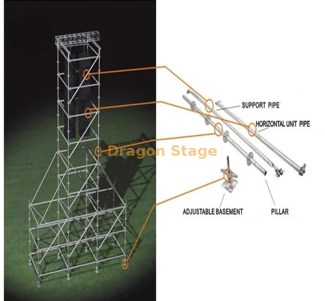16m Steel Scaffold Layher Truss Tower for Concert Line Array System Outdoor