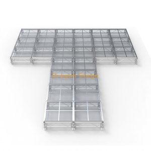 8.54x7.32m Portable T-Shape Aluminum Acrylic Fashion Show Runway Stage (Adjustable Height 0.4-0.8m)