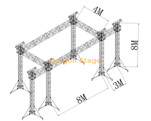 8x4x8m Professional Aluminum Alloy Mobile Stage Lighting Truss with 3m Audio Speaker Wings