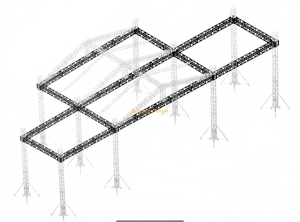 16x10x9m Outdoor Aluminum Peak Roof Truss System – 9m High Stage Rigging with Dual 8m Audio/LED Wings