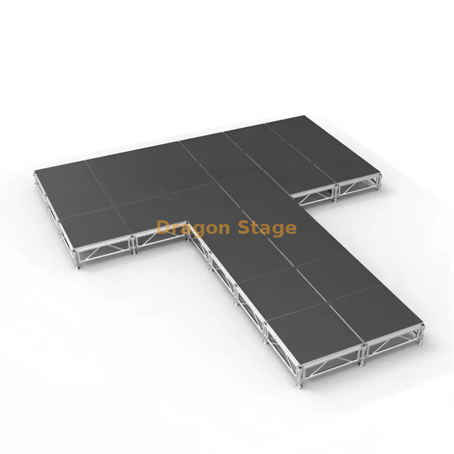8.54x7.32m T-Shape Portable Stage Kit | Adjustable Height 0.4m–0.8m Aluminum Modular Platform