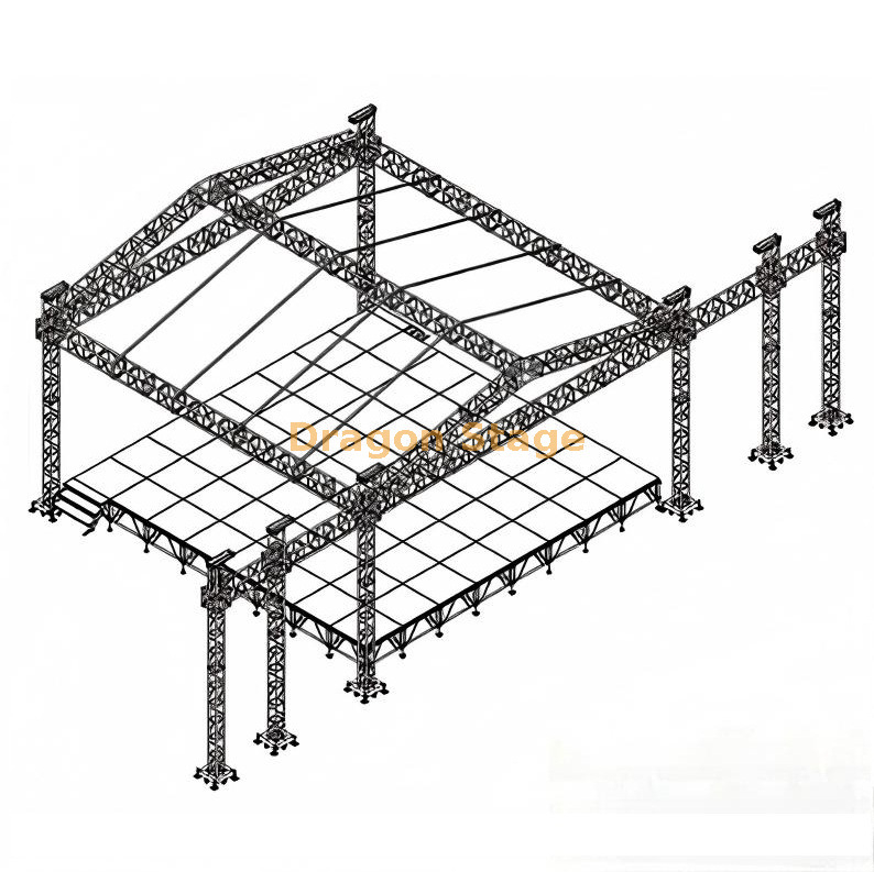 Live Music Stage Truss System with Lighting And Led Display 8x8x8m