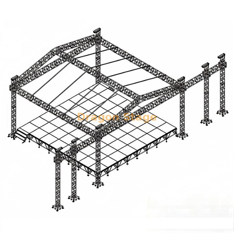 Live Music Stage Truss System with Lighting And Led Display 8x8x8m