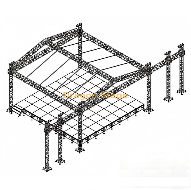 Live Music Stage Truss System with Lighting And Led Display 8x8x8m