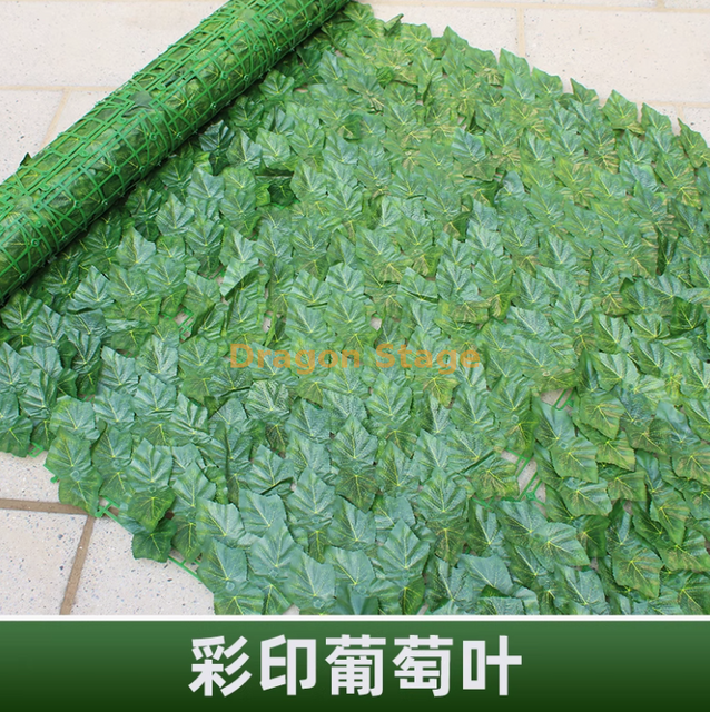 Simulated green plant wall, plastic fence, fence, outdoor color printed grape leaves (1 meter * 3 meters), bundled with silk and 3 butterflies