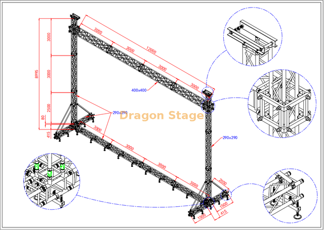 12x8.5m Heavy Duty Aluminum Mobile LED Screen Portal Truss System