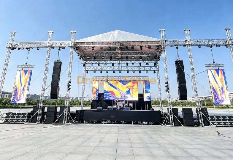 18x8x8m Professional Aluminum A-Frame Lighting Roof Truss System with Side Wings for Concert and Festival Production