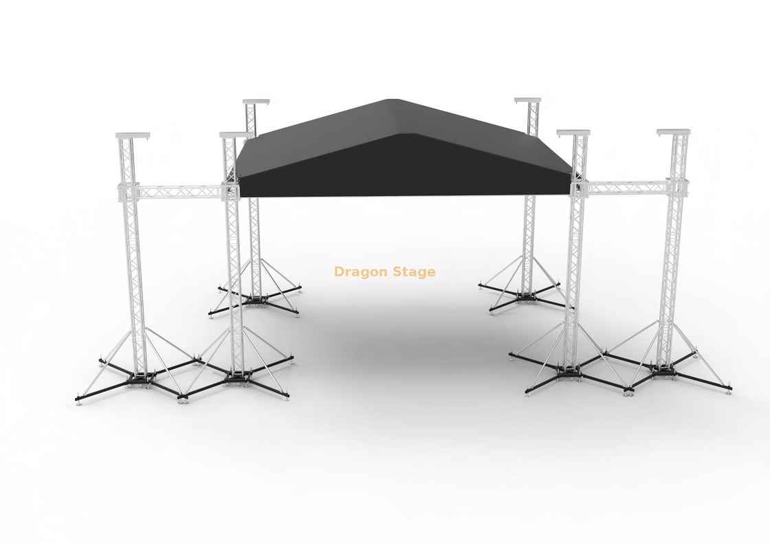 9x8x7m Portable Stage Truss System with Black Canopy Roof