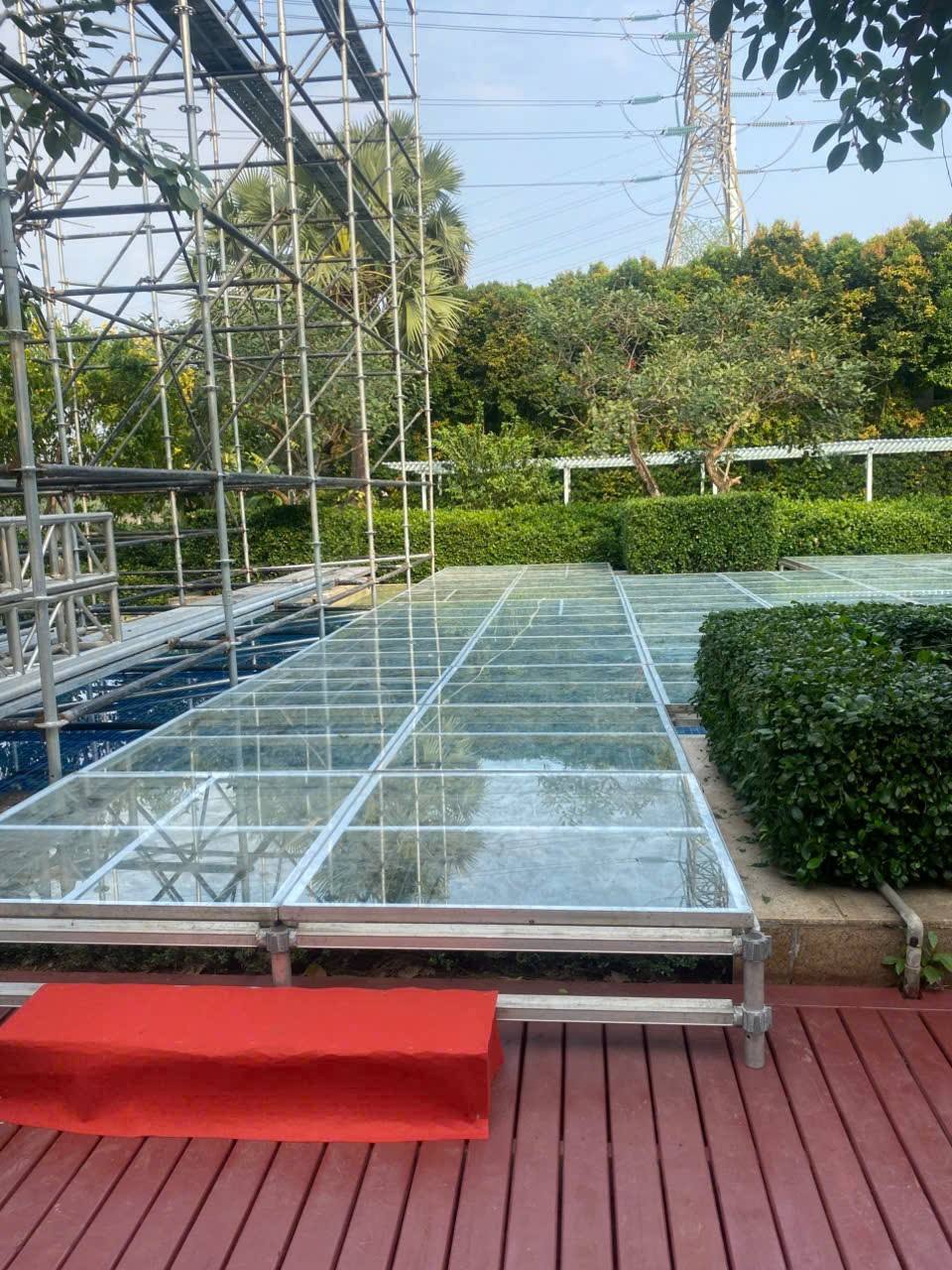 clear stage for pool