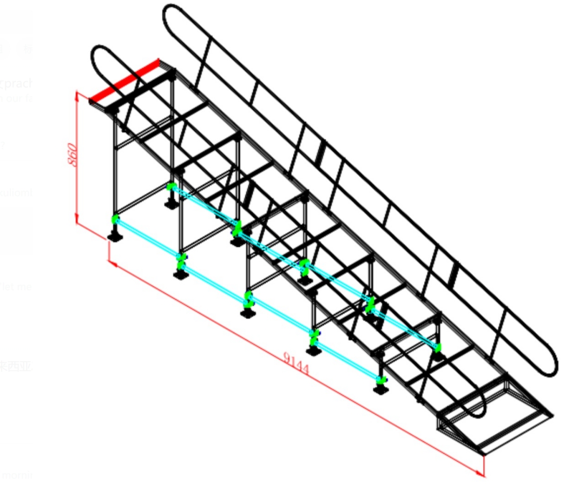 aluminum ramp with handrails drawing
