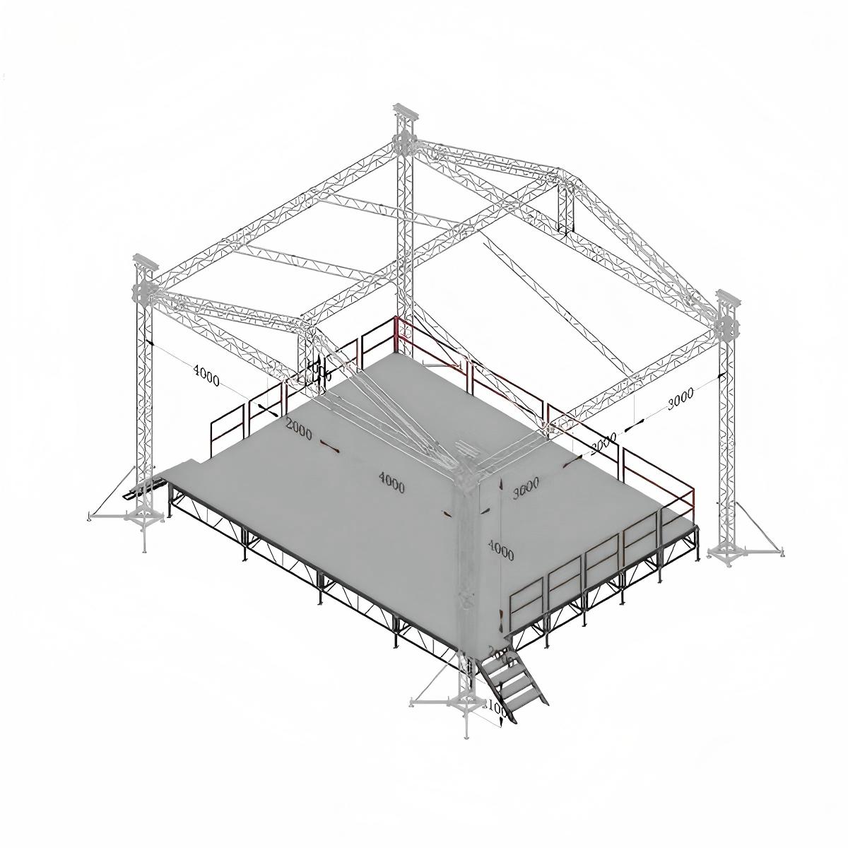 Portable Custom Outdoor Stage Deck with Roof