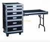 18U Drawer Style Flight Case with 6 Drawers + Detachable Side Table & Wheels Heavy-Duty Tool Tech Case