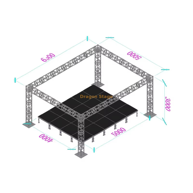 Aluminum Outdoor Cafe Stage Truss Design for Sale 6x5x3m