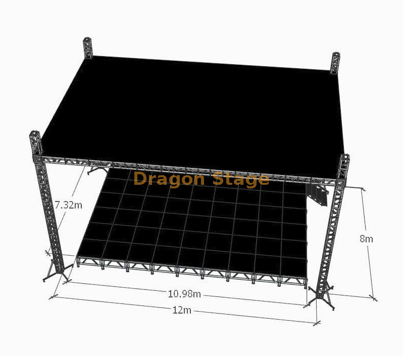 Heavy-Duty Aluminum Stage Truss System 12x8x6m Professional Concert Roof