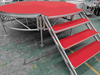 Aluminum Portable Red Wooden Round Stage with Stairs Diameter 4m 1.6-2m High