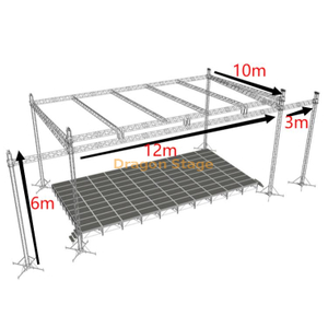 Aluminum Event Flat Roof Truss Structure Design with 2 Wings 12x10x6m 3m Wings