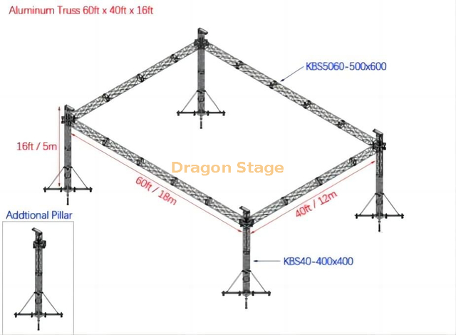 Custom Modular Spigot Aluminum Truss Exhibition Display Stand Trade Show Booth DJ Concert 60x40x16ft (18x12x5m)