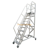 600mm Wide Aluminum Lightweight Mobile Working Platform Staging with Casters Stairs Rails