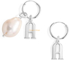 fashion stainless steel earrings jewelry custom gold plated alphabet initial letter hoop freshwater pearl drop earrings