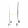 Wholesale fashion long silk thread 925 sterling silver diamond pearl earrings