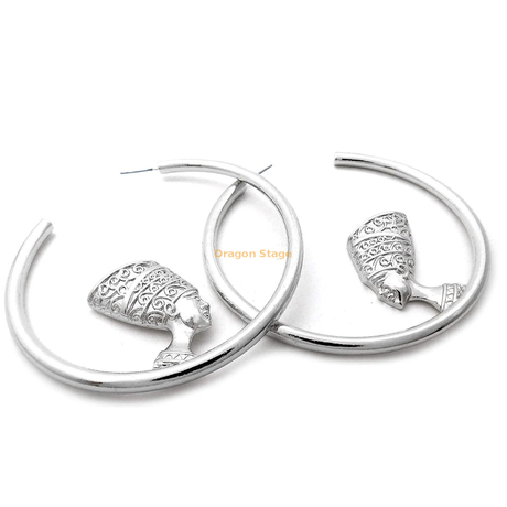 new 2020 women earring jewelry 18k gold plated stainless steel silver nefertiti big hoop circle earrings