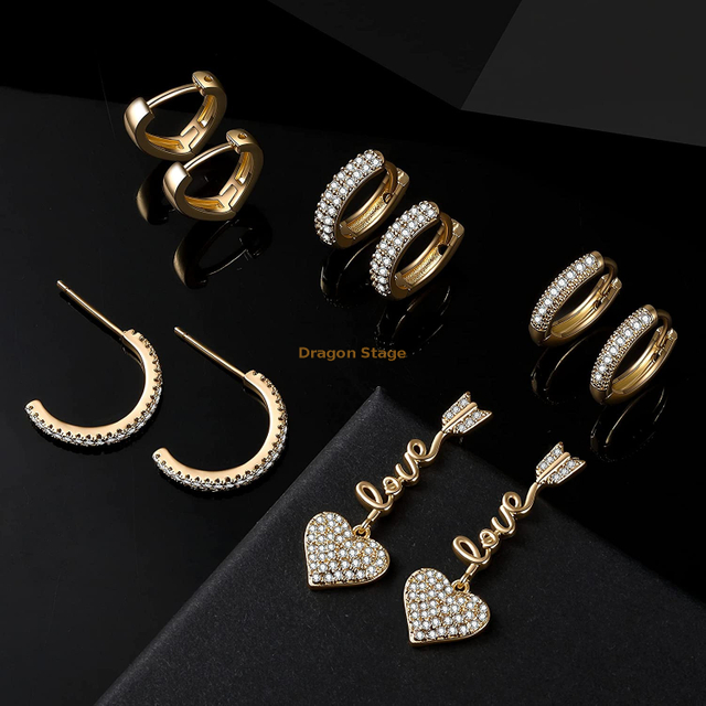 fashion earrings trend 2021 statement earrings custom stainless steel heart dangle huggie hoop earring