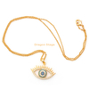 crystal boho jewellery copper statement blue evil eye pendant necklace