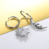 wholesale fashion hip hop jewelry custom stainless steel sun and moon dangle drop hoop earring