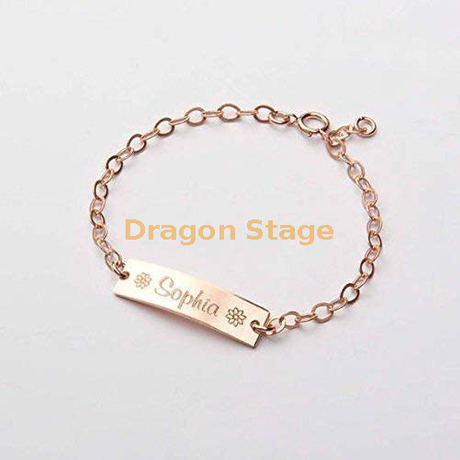Wholesale Adjustable Kids Stainless Steel 14k Gold Plated Custom Engraved Boy Lil Girls Initial Name Bar Blank Baby Id Bracelet
