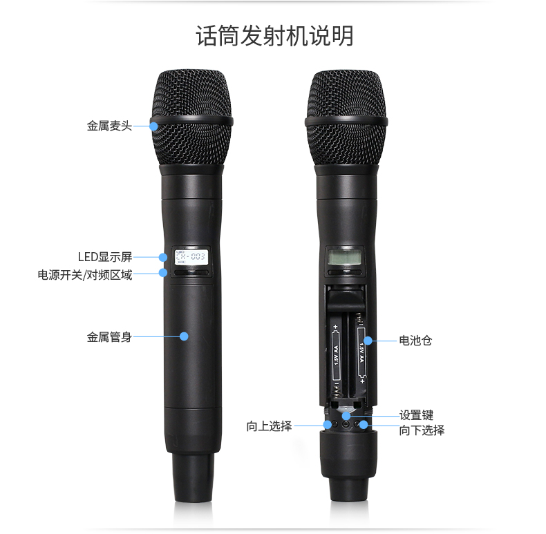 details of Professional true diversity wireless microphone outdoor stage performance wedding KTV one drag two Lavalier microphone u segment (8)