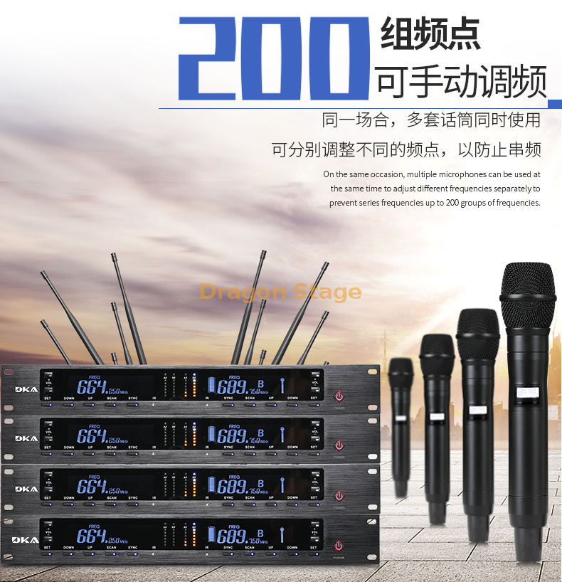detail Professional stage wedding performance conference KTV home microphone karaoke one drag two wireless microphone true diversity (5)