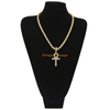 Hiphop Jewelry Unisex CZ Diamond Ankh Key Necklace Tennis Chain