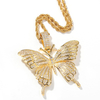 Gold Silver AAA Cubic Zircon Men's Women Hip hop Pedant Butterfly Necklace Rock Jewelry