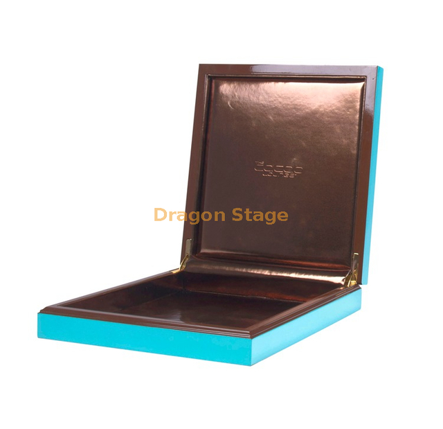 KSA Jeddah season Luxury Custom Logo Blue Wood Lacquer Date Packing Boxes For Ramadan