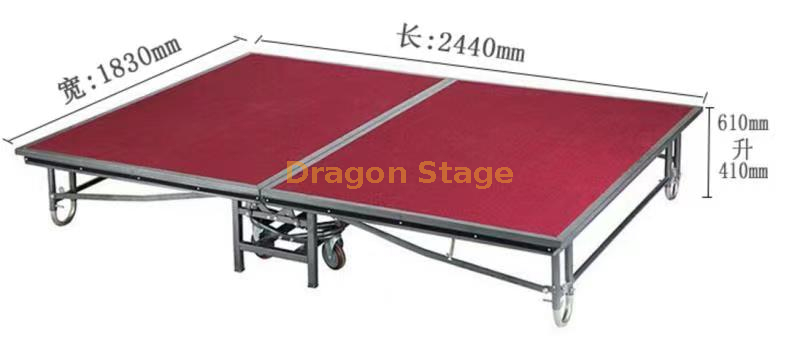 Hotel Activities Performance Meetings Adjustable Steel Wedding Ceremony Kindergarten Steel Folding Mobile Stage 1.83x2.44m 6x8ft 