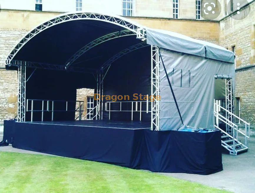 Tour Event Performance Use Aluminum Curved Roof Stage with Stairs 8x4x4m