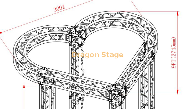 3m TUV Truss Stage Lighting Heart Shape For Wedding Design Valentine's Day Event