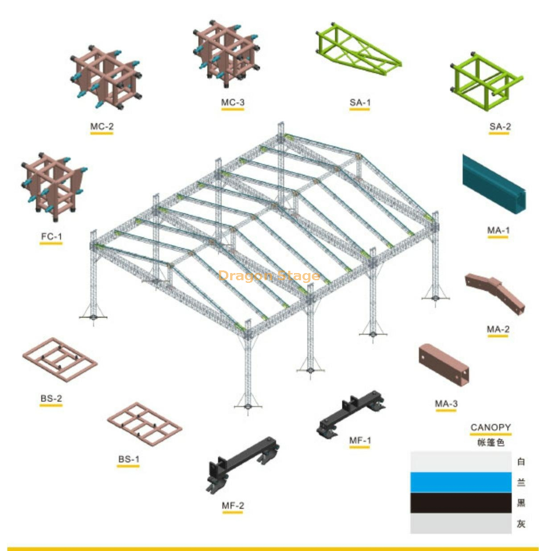 Portable Roofing Event Concert Truss Stage for Sale 24x18x12m
