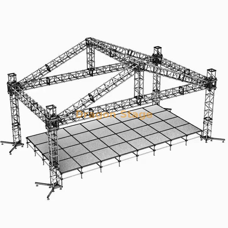 Custom Aluminum Pitch Roof Studio Truss Stage System Outdoor 6x6x4m