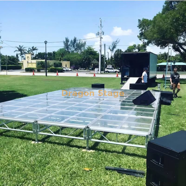 Indoor Outdoor Transparent Plexi Glass Stage 9.76x9.76m