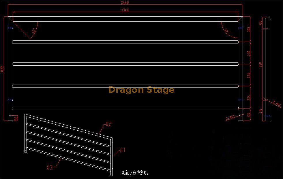 4x4ft 4x8ft Quick Stage Aluminum Guard Rails (3)