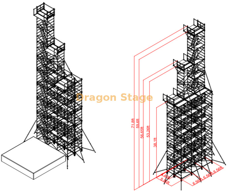 1.35m Wide 2m Deep 22m High Scaffolding Platform for Diving