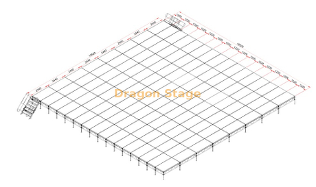 19.52x19.52m Large Aluminum Stage System with 1.22x2.44m Panels & Dual Stairs