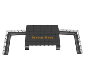 Professional 10.98x7.32m Portable Aluminum Stage System with ADA Ramps And 2 Stairs & Adjustable Height 0.8-1.2m